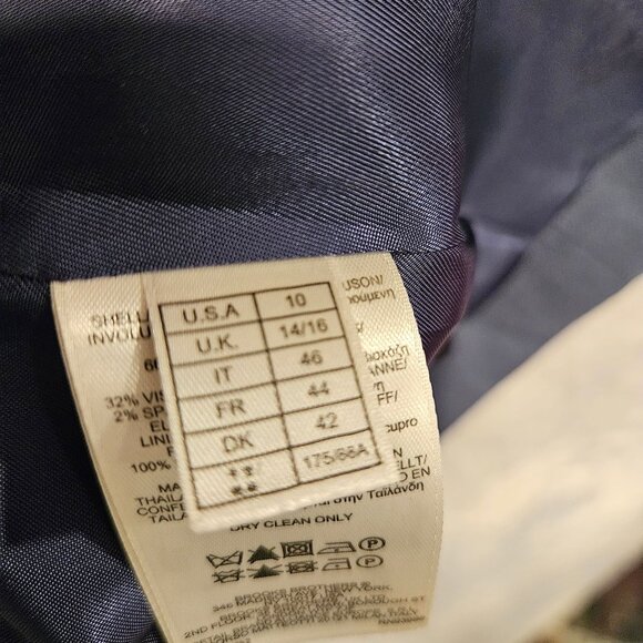 Books Brothers Womens10 Blue linen blend skirt suit lined fancy buttons notched - Picture 13 of 16